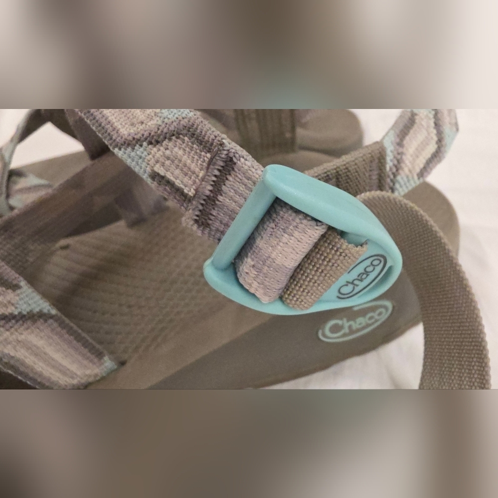 Chaco Z Cloud 2 Z2 Sandals Womens 9 Gray Turquoise Adjustable Hiking Comfort - Picture 3 of 6